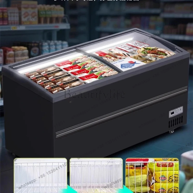 Ice Cream Cabinet Commercial Large Capacity Freezer Dual-use Glass Horizontal Display Cabinet
