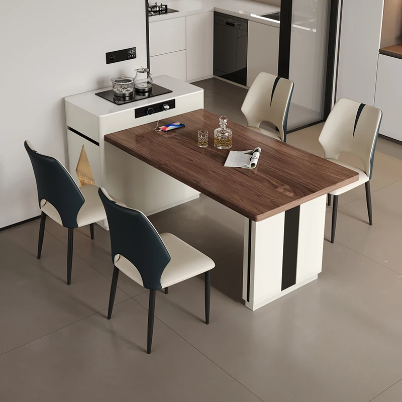 Natural Wooden Floor Dining Table Design Nordic Family White Kitchen Dining Table Space Saving Tavolo Da Pranzo Furniture