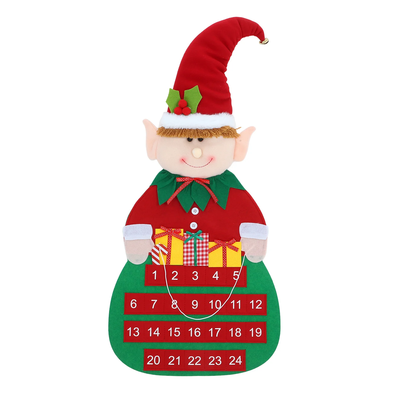 

Felt Advent Calendar Christmas Countdown Calendar Decoration with 24 Pockets for Hanging on Wall Door Holiday Party Decor
