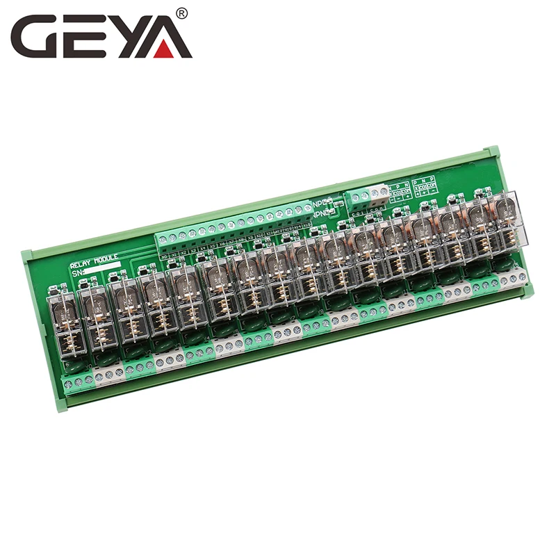 GEYA NG2R 16 Channel Relay Board 1NO 1NC Din Rail Relay Module Original Relay Plug