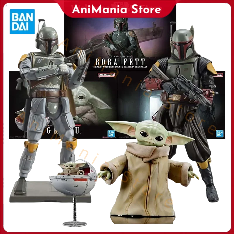 Bandai Star Wars modelo Kit el Mandaloriano Grogu Boba Fett Anime figuras Kit de construcción figuras de acción de juguete para niños regalo