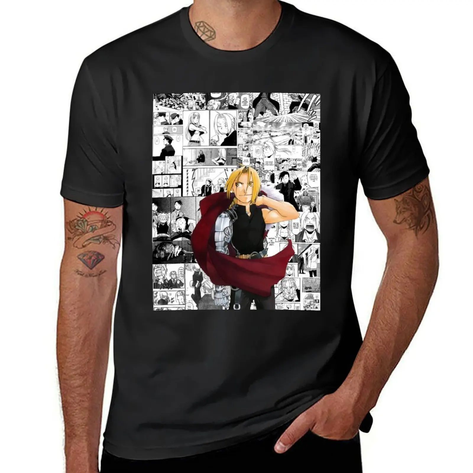 Edward Elric Manga Collage T-Shirt oversizeds oversized cute tops mens graphic t-shirts hip hop