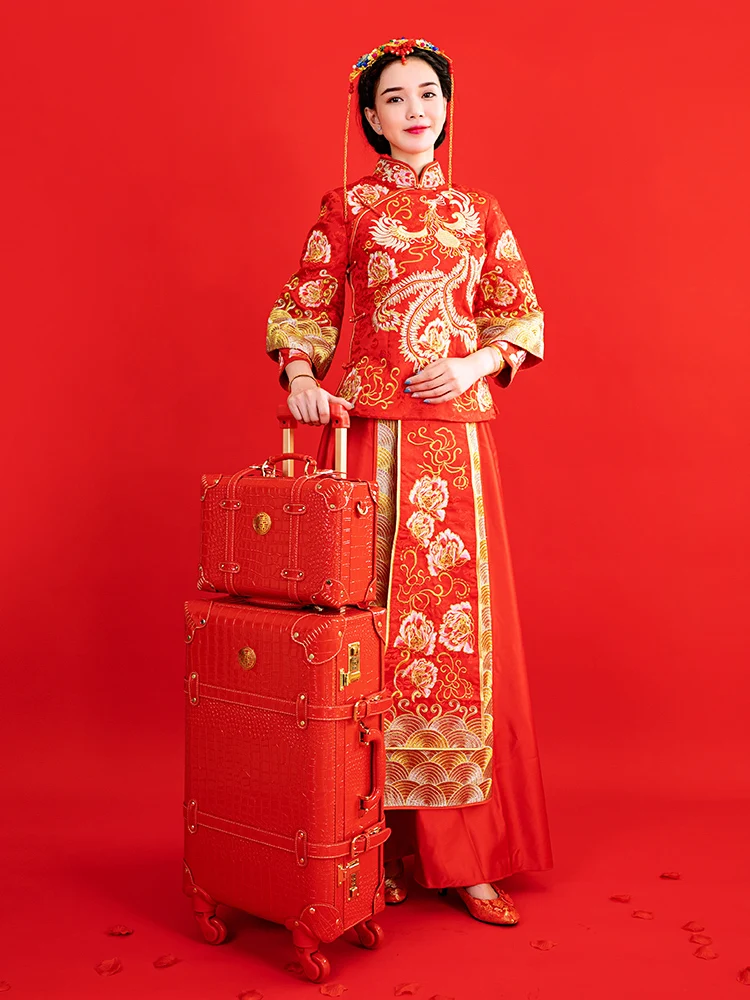 Bride's red suitcase for dowry