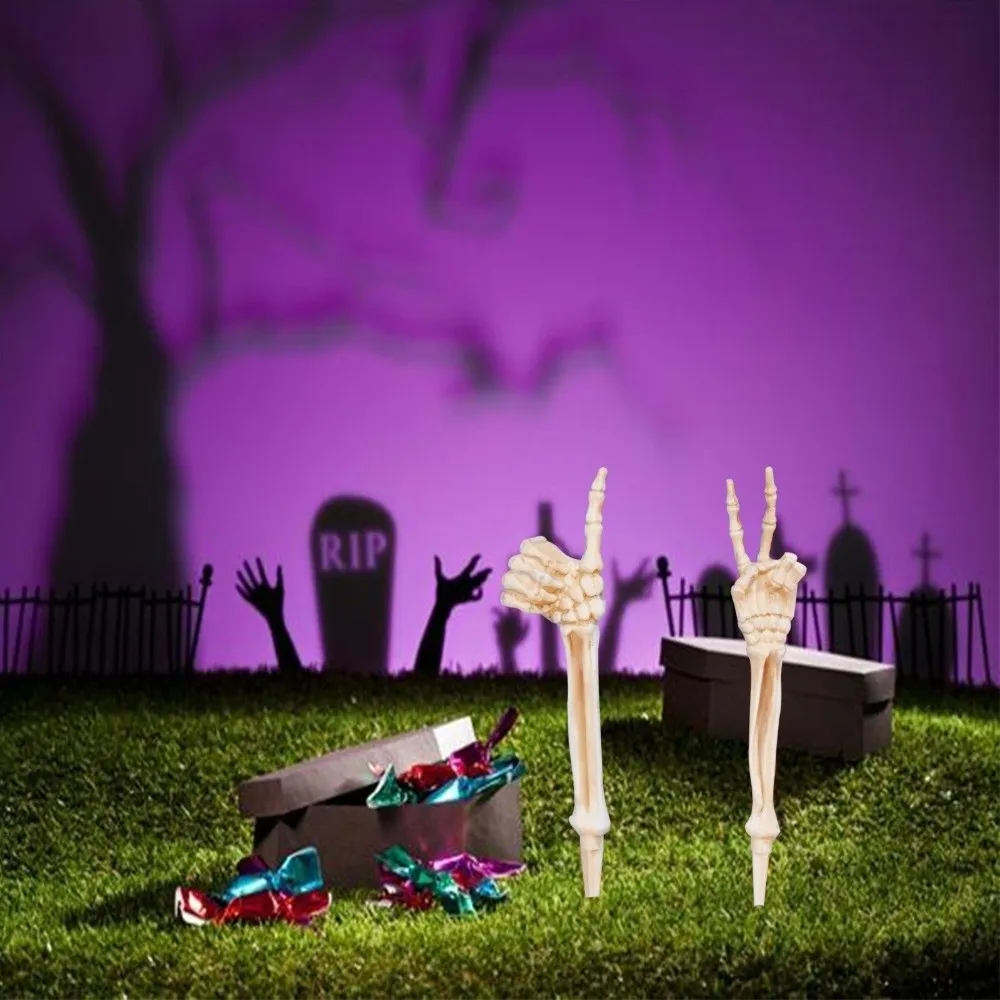 

Removable Skeleton Gesture Lawn Stake Spooky Decor Realistic Design Lifelike Skeleton Stake Yard Signs Unique Stable