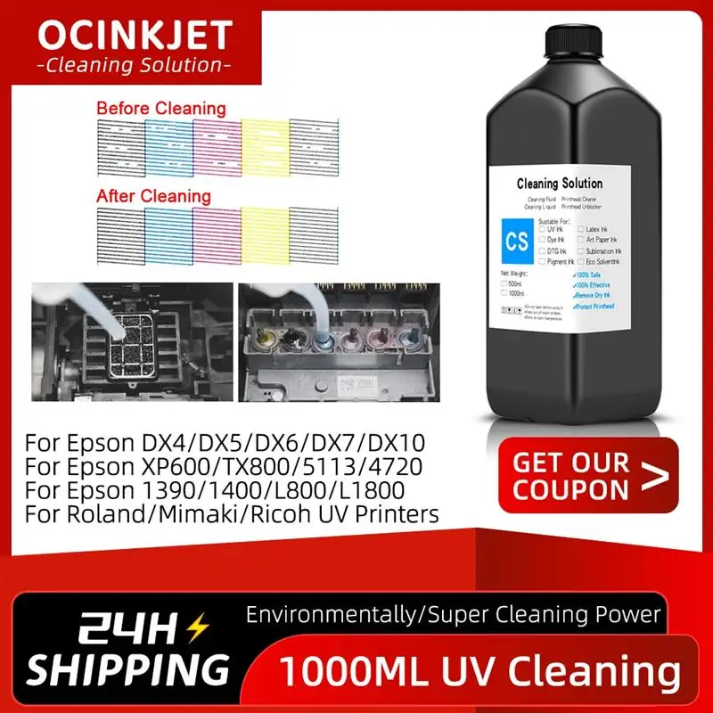 To 1000ML UV Cleaning Liquid For Epson Roland Mimaki UV Printer Cleaning Fluid For UV Printhead Cleaning Solution UV Ink Cleaner