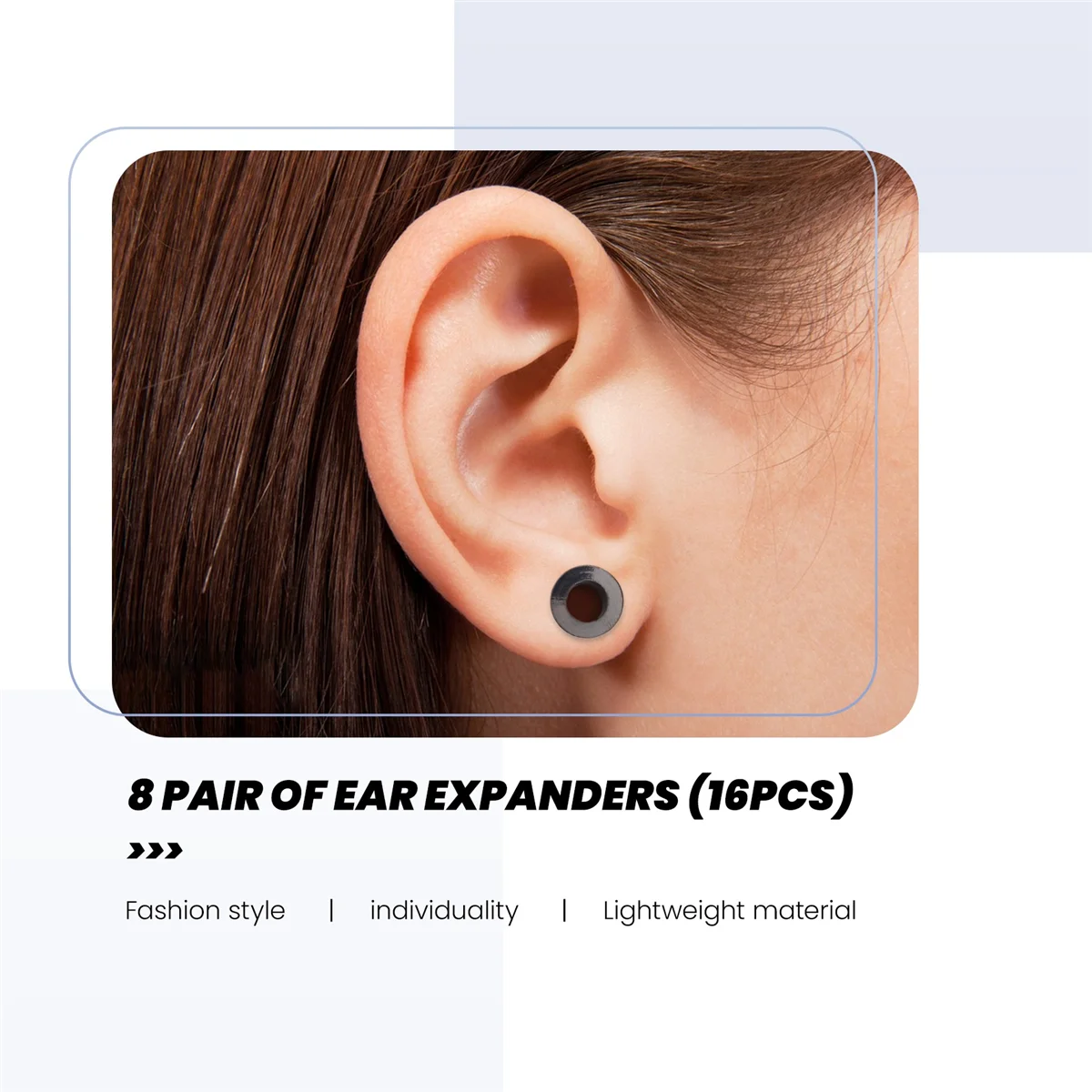 FZFZ 스테인레스 스틸 이어 터널 플러그 이어 스트레쳐 익스팬더 1.6-10mm 16개 세트 블랙