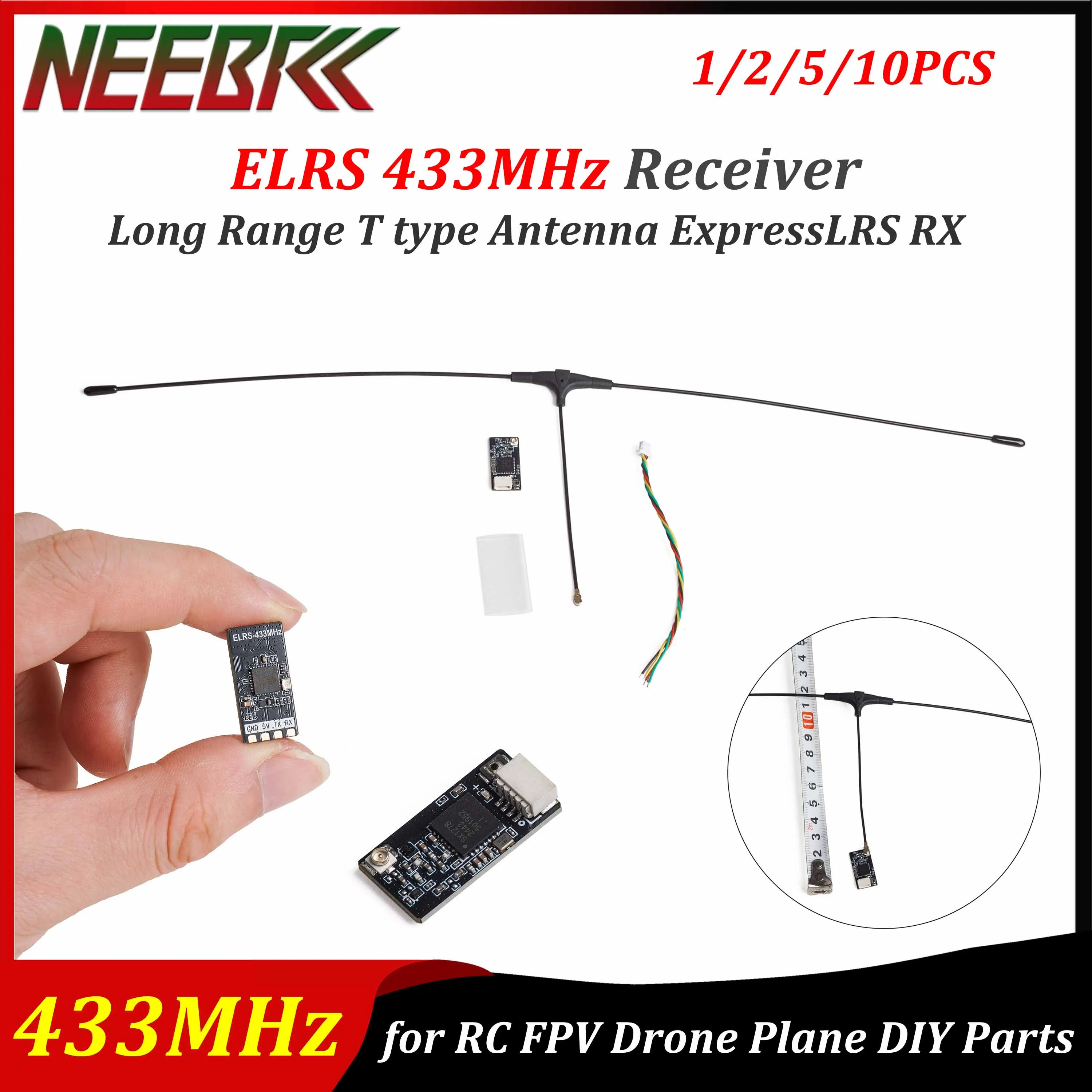 1/2/5/10PCS ELRS 433MHz ExpressLRS Receiver T type Antenna RX for Long Range RC FPV Drone Plane Quadcopter Multicopter DIY Parts