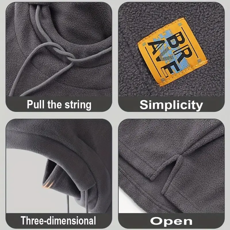 Cagoule d'hiver unisexe en tricot, masque coupe-vent avec cordon de serrage, couvre-chef d'équitation pour moto, bonnet tricoté chaud pour temps froid