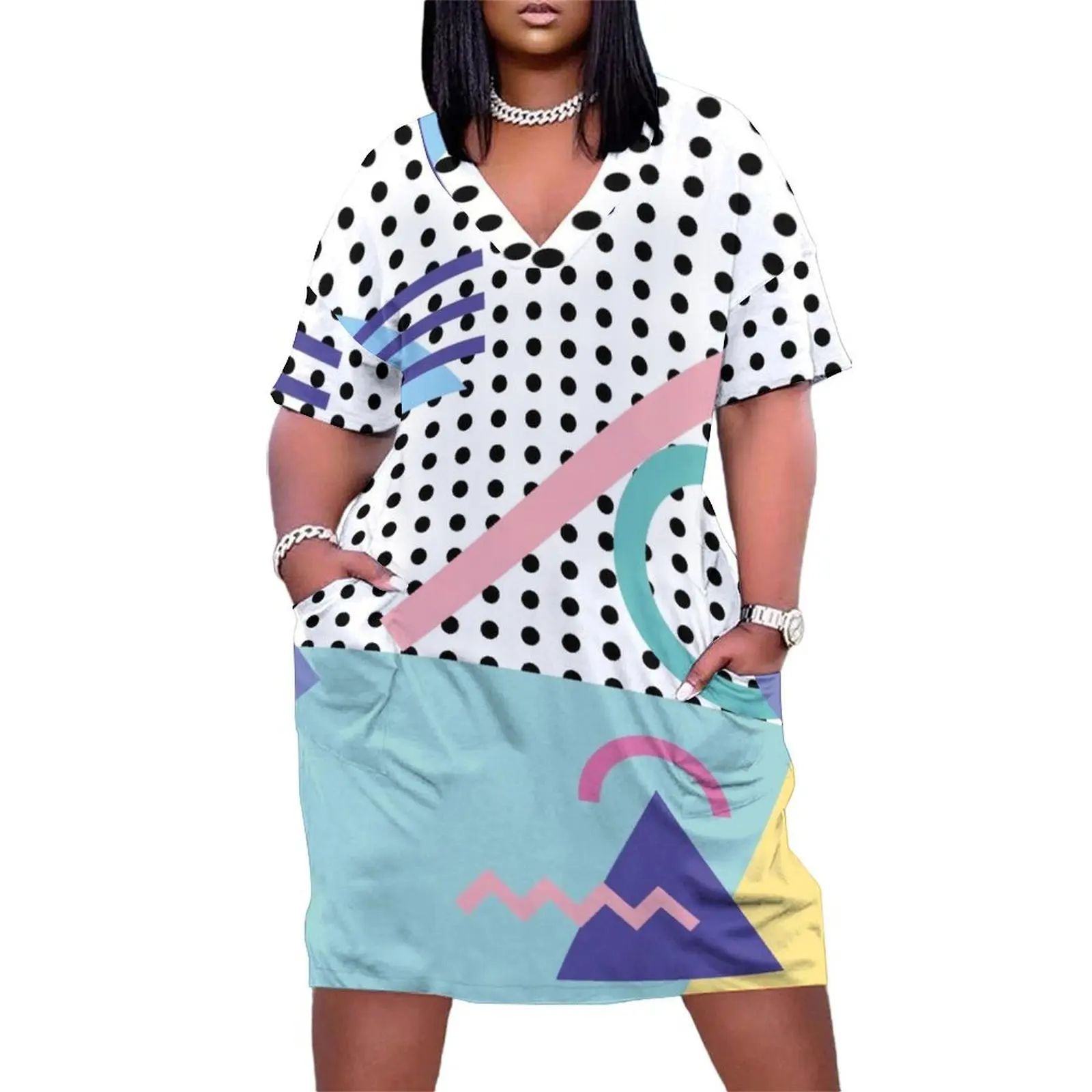 

Memphis Pattern 5 - Retro 80s / 90s Loose Pocket Dress summer dress women 2025 Women dresses summer
