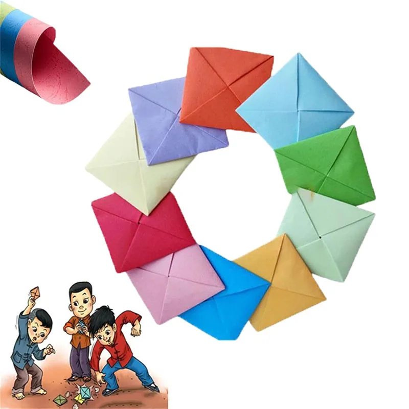 10/20 pçsdakji papel flip brinquedo ddakji jogo azul vermelho papelão duro hiting papel jogo fontes de festa adequado para rpg