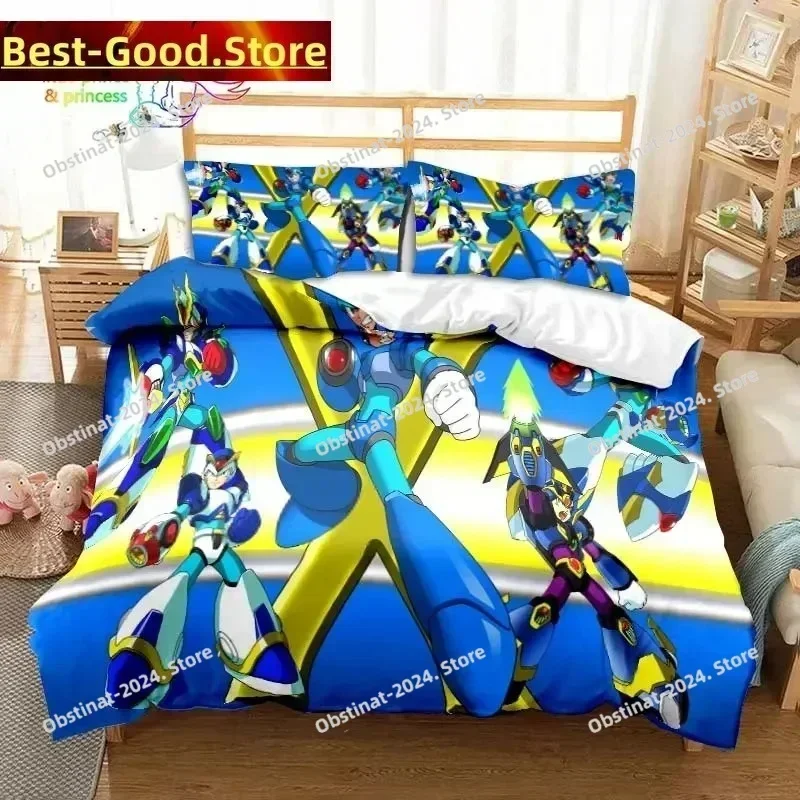 Game Gamer Megaman X Bedding Set Single Twin Full Queen King Size Bed Set Adult Kid Bedroom Bedding Gift