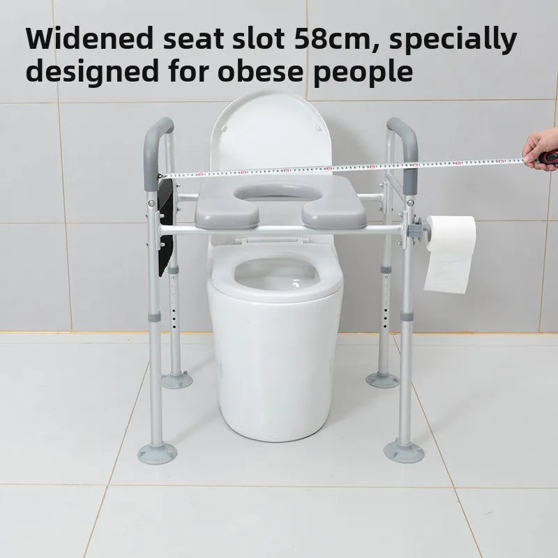 Raised Toilet Seat with Armrests Padded Adjustable Height Toilet Booster Chair Elevated Toilet Seat for Elderly People Handicap