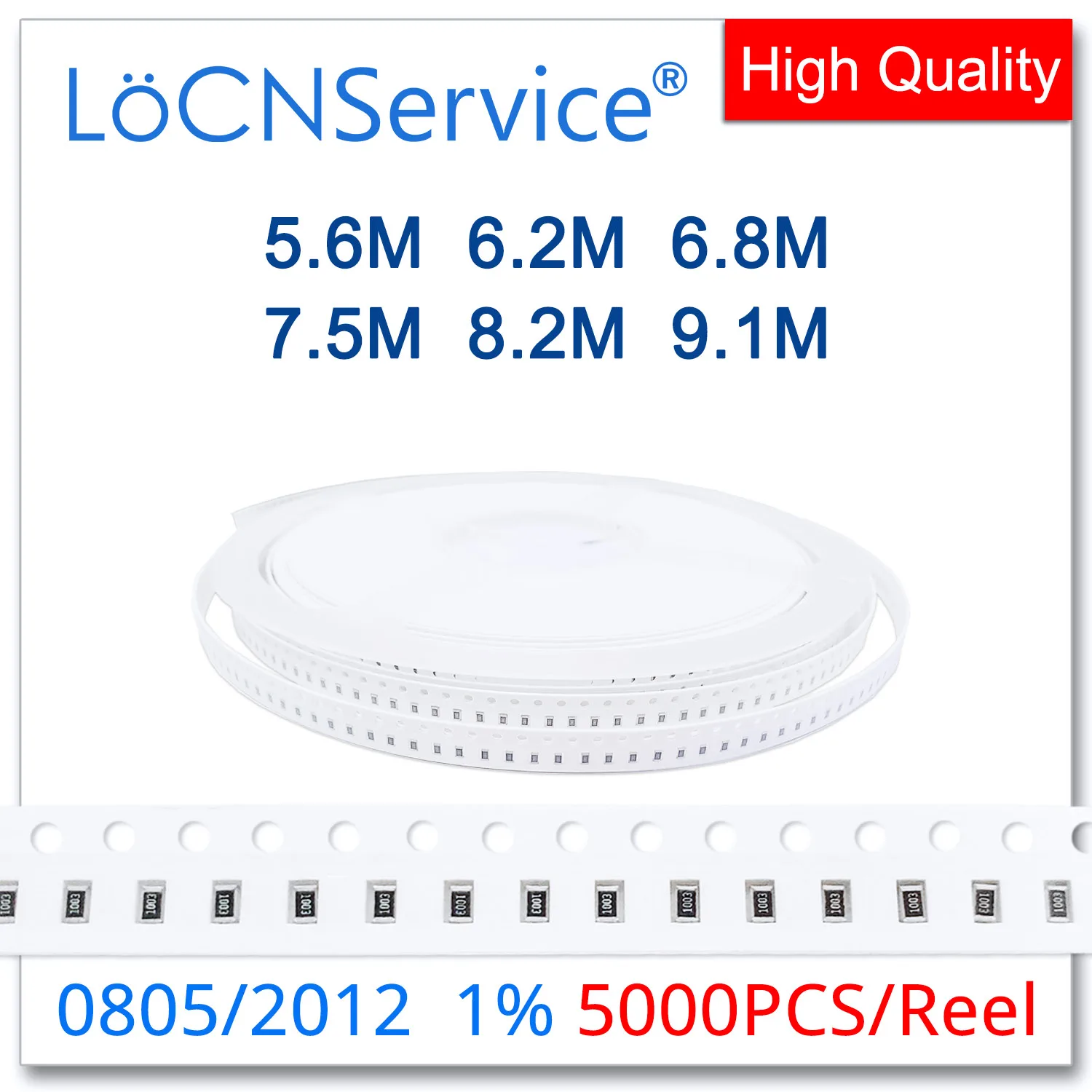LoCNService 0805 1% 5000 шт. 5,6 м 6,2 м 6,8 м 7,5 м 8,2 м 9,1 м 2012 резистор Ом