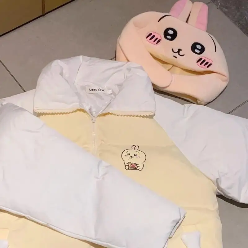 

Kawaii Chiikawa Winter Down Jacket Anime Usagi Cartoon Cute Cotton Clothes Couple Thickened Loose Coat Warm Tops Outer Wear Gift