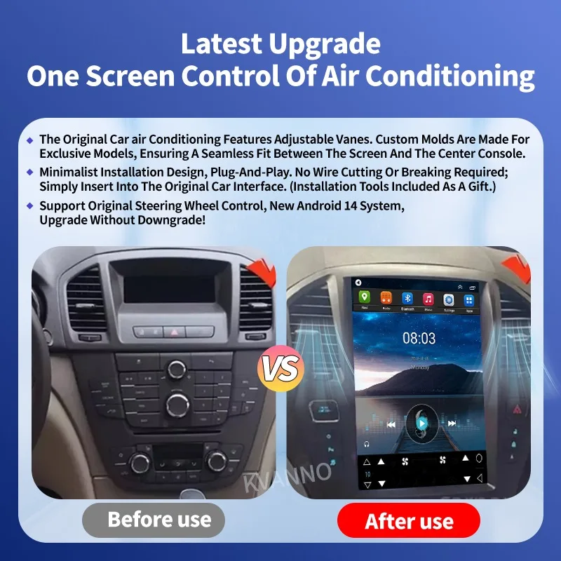 راديو السيارة لأوبل إنسيجنيا وبيوك ريجال 2008-2013 مشغل وسائط متعددة لاسلكي 2 DIN يعمل بنظام أندرويد 15 شاشة Carplay أوتوماتيكية تعمل باللمس 4G #2