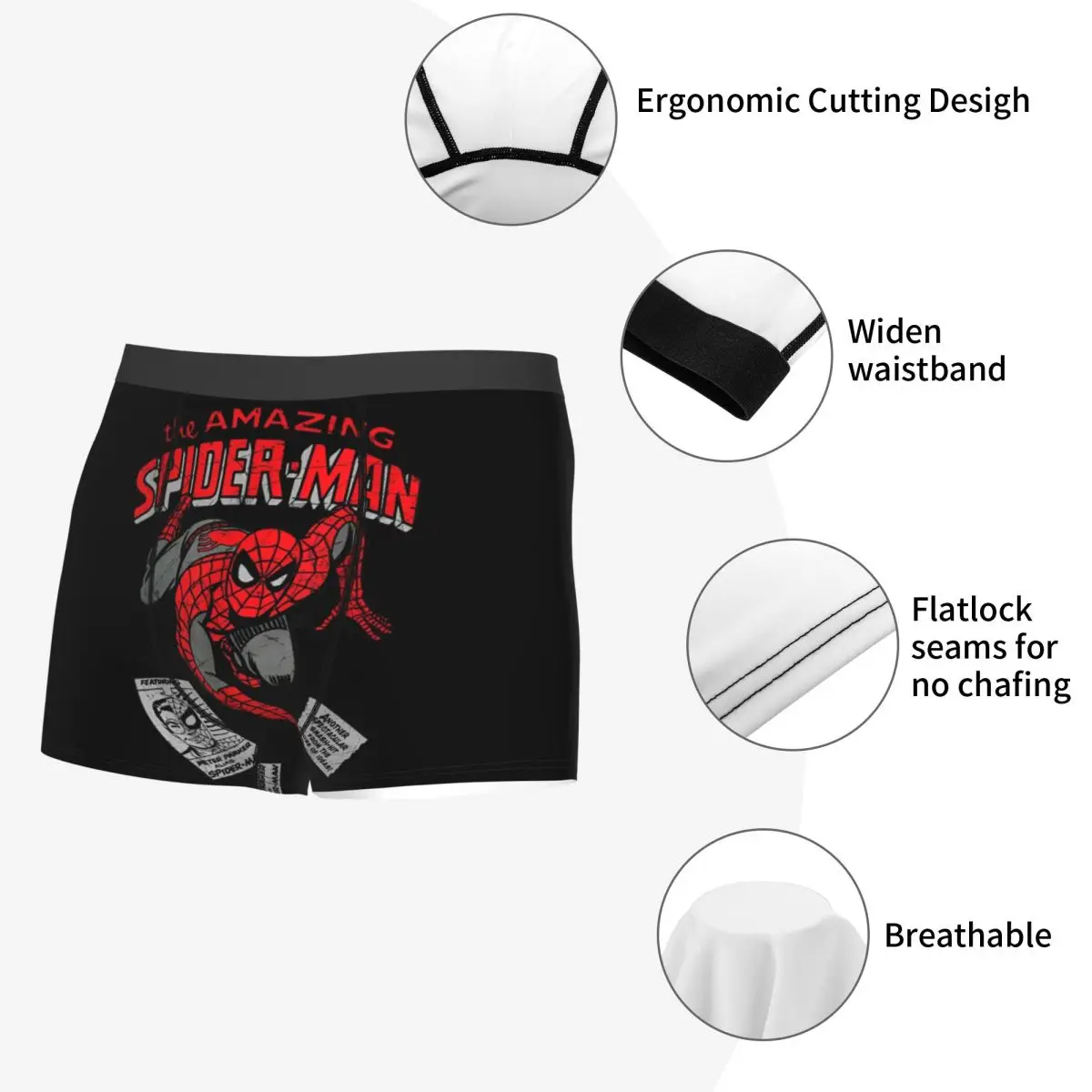 Spider-Man Retro Comic Boxers Gag Gift For Men Humor Underwear Spiderman Boxer Underpants