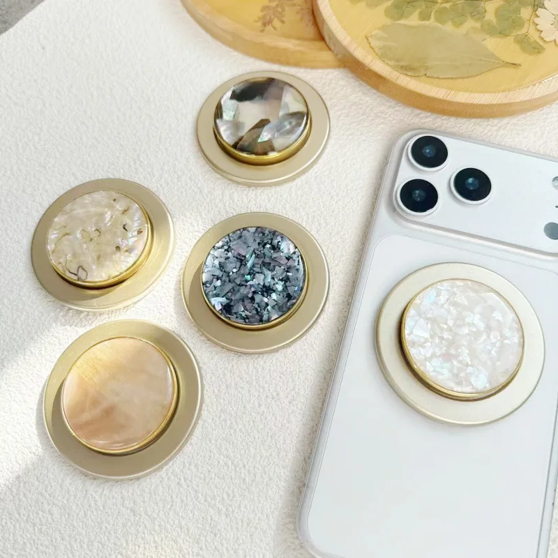 

New Magnetic Phone Holder with Retractable Folding and Electroplating Design, Drip Glue Rotatable Shell Desktop Support Bracket