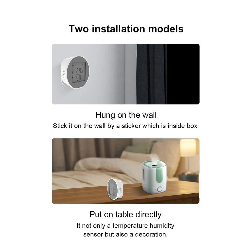 For Smart Humidity Temperature Sensor for Tuya For Smart for Alexa with Dual Connectivity Fast Response and Stable 2.4GHz Signal