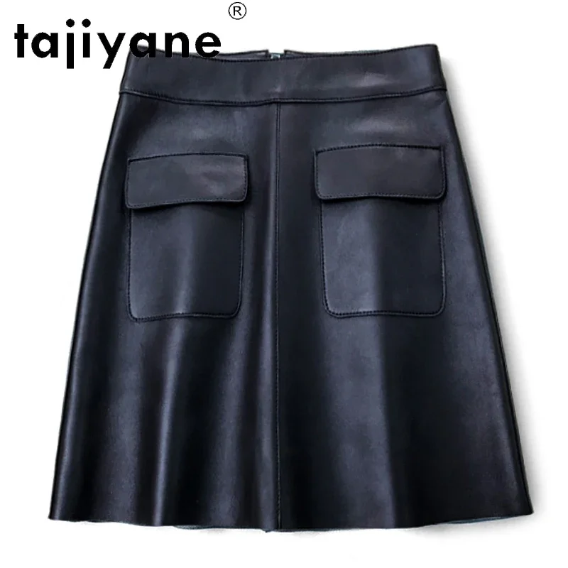 Takiyane – Mini jupe en cuir véritable pour femmes, taille haute, en peau de mouton véritable, Style coréen, été, 2021, TN2177