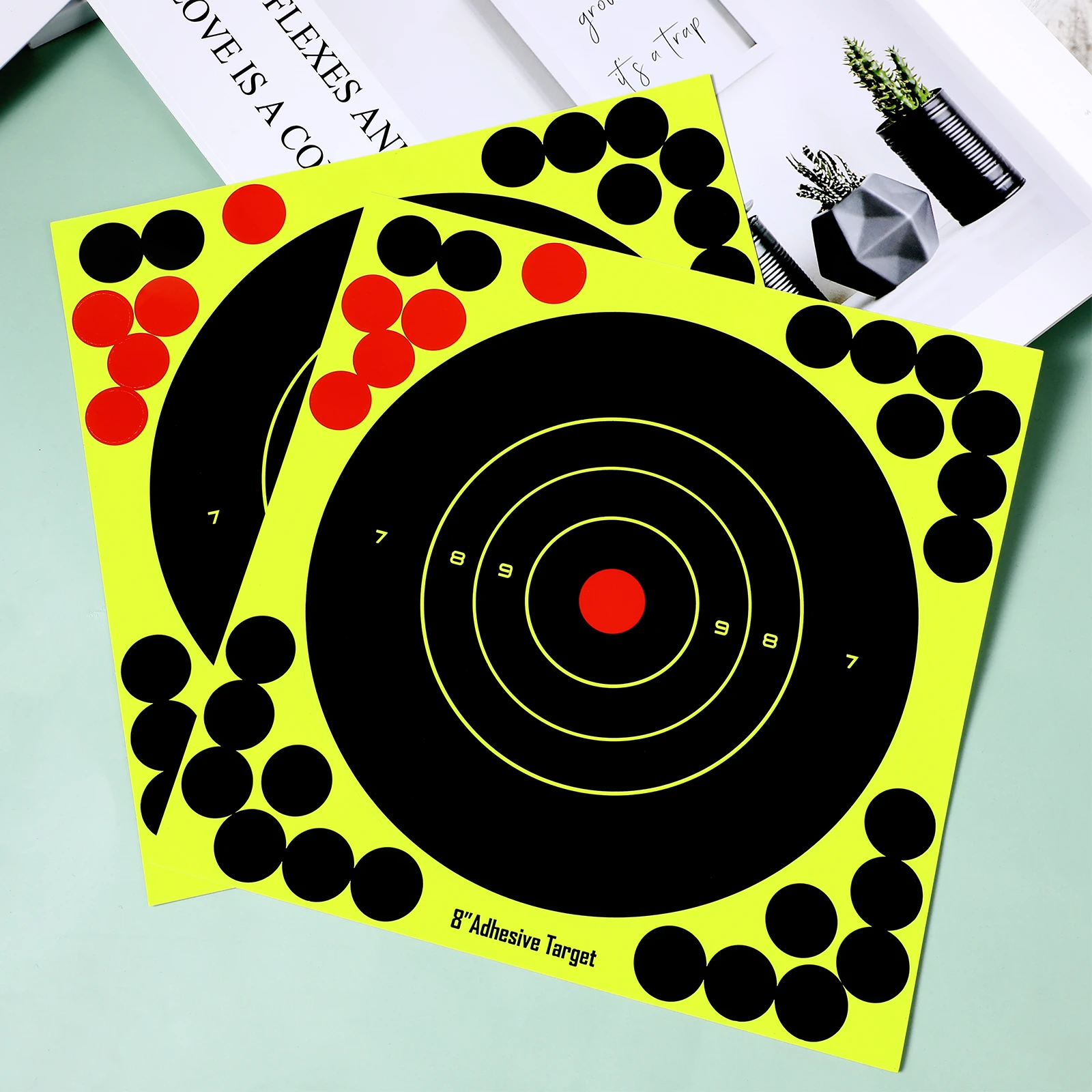 25개 조준 스티커 형광 자가 접착 스플래터 타겟 양궁 다트 스포츠 연습용 원형 종이 액세서리