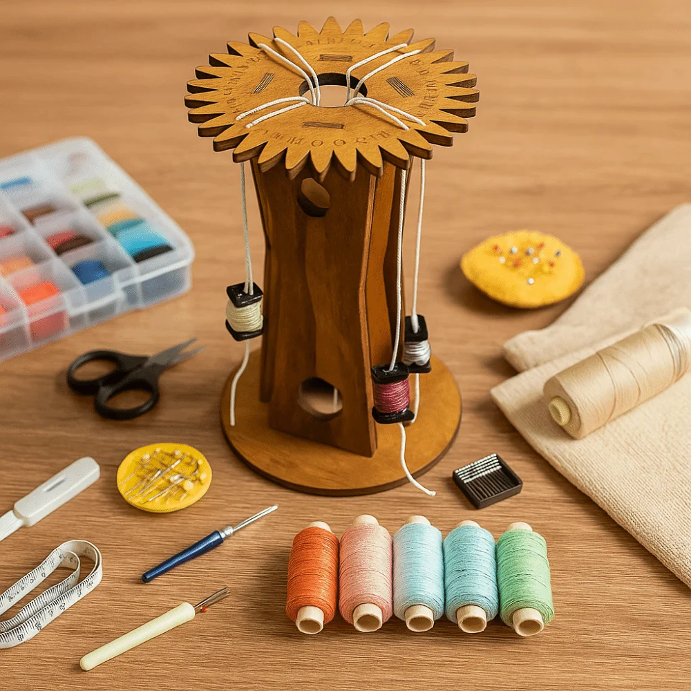 

Weaving Wood Braiding Disk String DIY Bracelet Knitting Disk with Wooden Handles Handmade Woven Hand Rope Braiding Frame