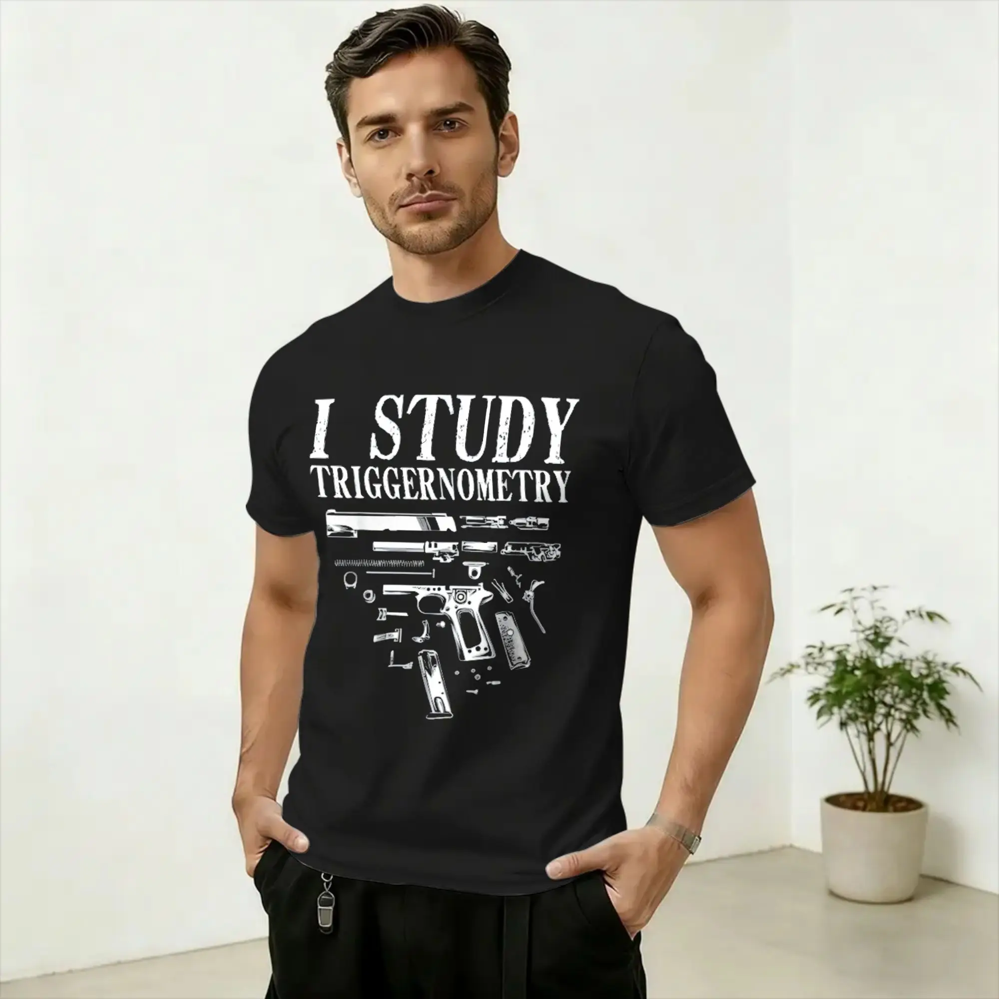 Oversized T-Shirt Summer I Study Triggernometry Hipster T-Shirts  Cotton Tee Shirt for Mens Awesome Wholesale Short Sleeve Tees