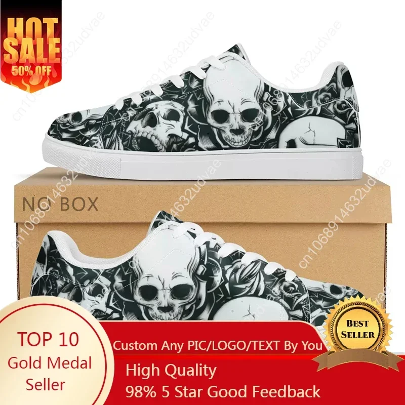 Scarpe basse Casual da uomo con motivo teschio gotico scarpe da ginnastica in pelle PU primavera Zapatos Mujer calzature per ragazzo Dropshipping