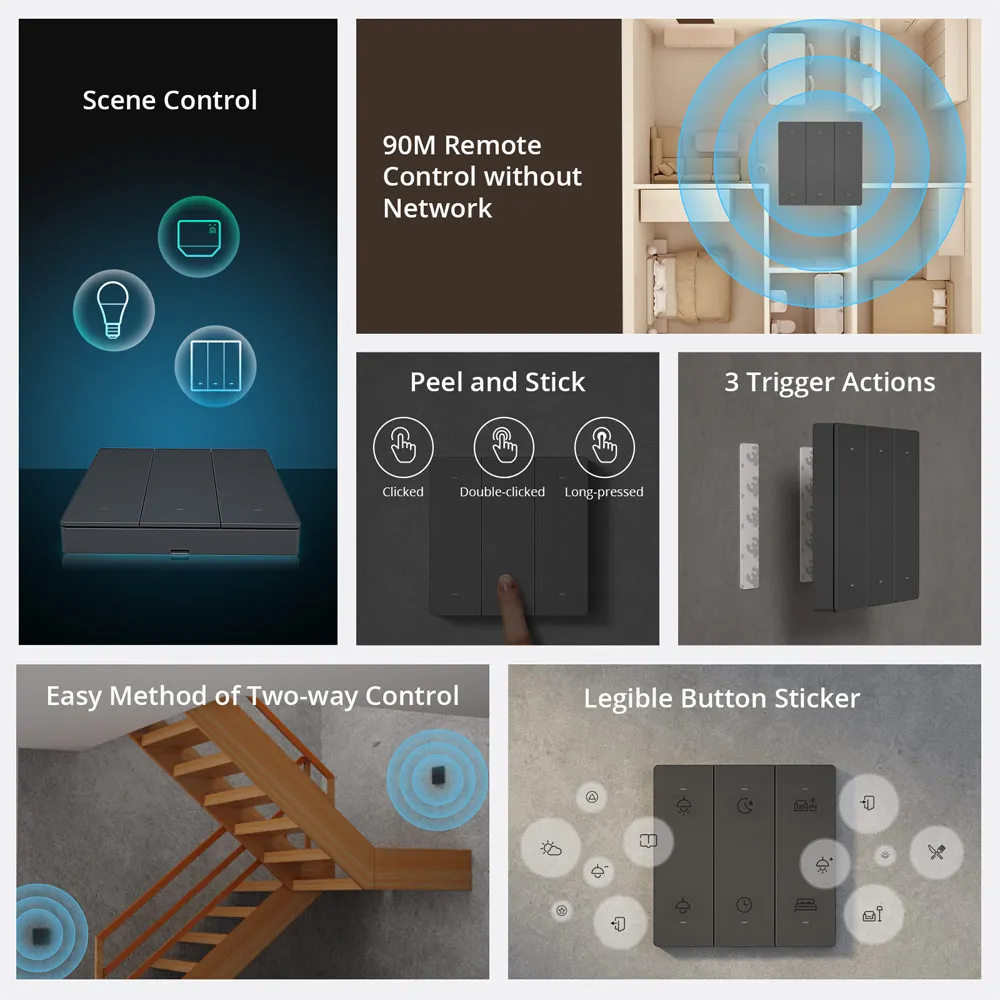 وحدة تحكم المشهد SONOFF SwitchMan R5 مع بطارية 6 مفاتيح سلكية مجانية eWeLink-جهاز تحكم عن بعد يعمل SONOFF M5/MINIR3 المنزل الذكي