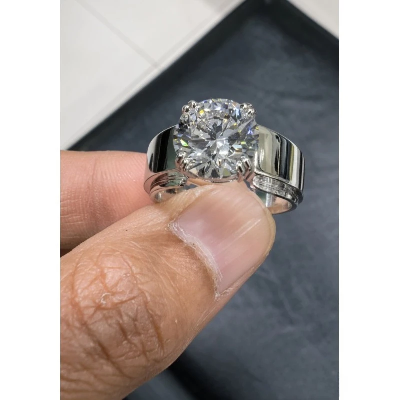 Solid 925 Sterling Silver Ring Fully Set with Moissanite Festive Gift Ideal for Any Occasion