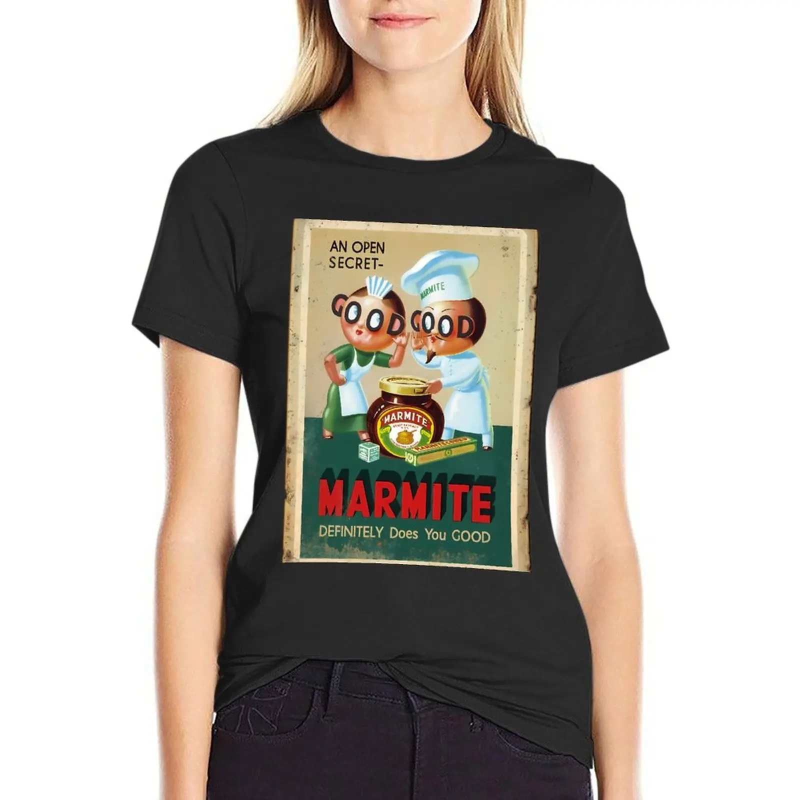 Vintage Marmite Advert (rusty sign style) - Marmite Definitely Does You Good - Nostalgic Food Ad T-Shirt