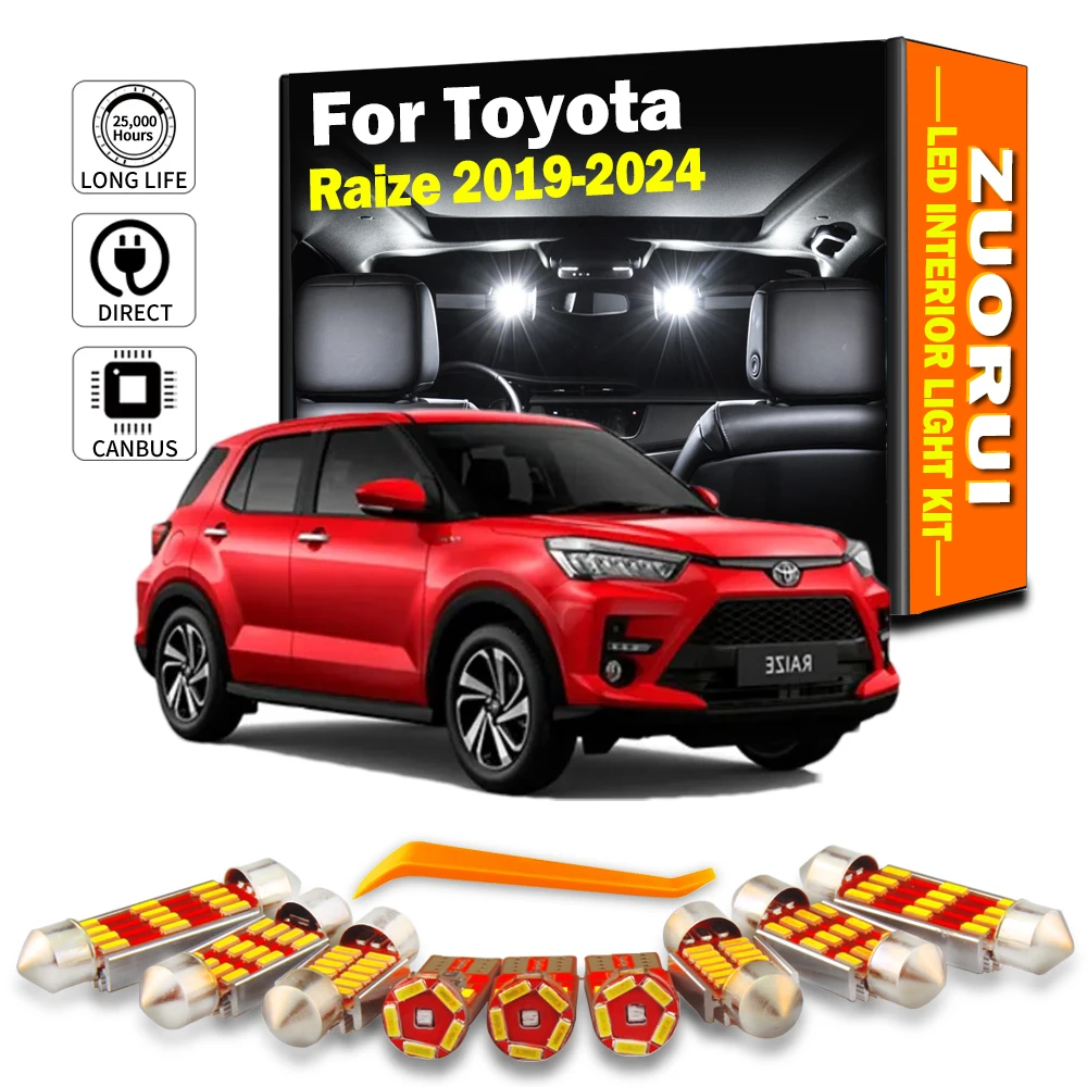 

ZUORUI 10 шт. светодиодный внутренний купольный светильник для багажа, солнцезащитный козырек, комплект аксессуаров для Toyota Raize 2019 2020 2021 2022 2023 сигнальная лампа