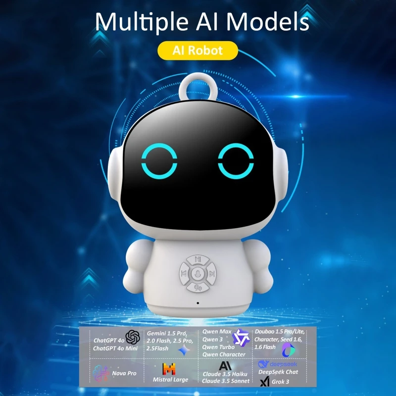AI Smart Voice Chat Robot with 61 Languages Support, WiFi Bluetooth Home Companion for Kids & Adults Early Education Machine