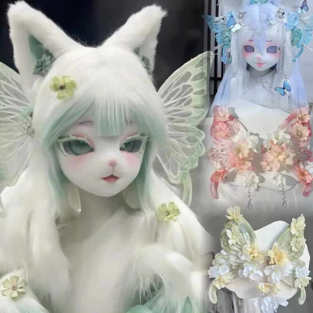 Ethereal Butterfly & Luna Moth haarclip |   Haarspeldjes met bloemenkwastjes en dierenthema |   Kawaii cosplay voor afstudeerfoto cosplay