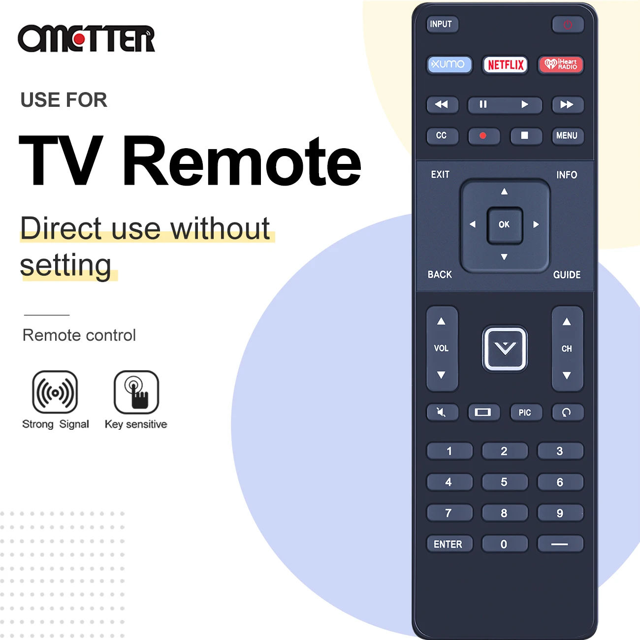 XRT122 Remote Control Fit for VIZIO TV D24-D1 D24H-E1 D28H-D1 D32-D1 D32F-E1 D32H-D1 D32X-D1 D39F-E1 D39H-D0 D40-D1 D40F-E1