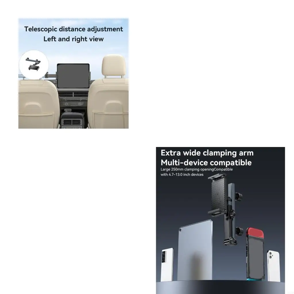 462E Telescopic Extendable Headrest Mount with 360 Rotation for Vehicle Tablet Phone