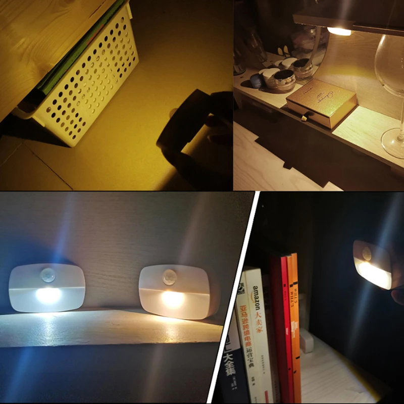 LED Night Light Motion Sensor Cabinet Light Wireless Closet LED Lamp PIR LED Nightlight Wardrobe Lighting Bedroom Bedside Lamp