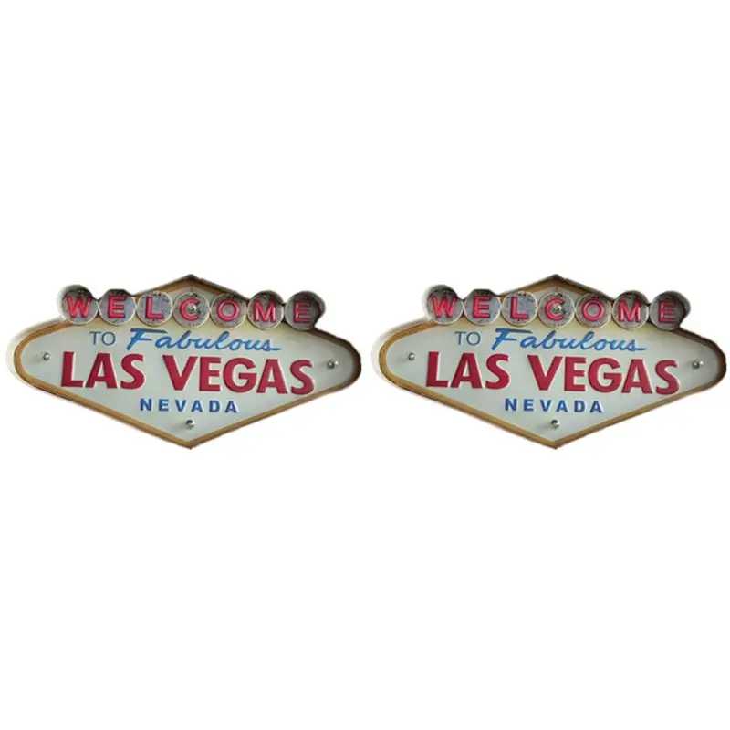 FAST-2X Metal Wall Decorations, Retro Tin Vintage Decor Signs LED Sign Wall Art Hanging Design Light Up Wall Sign