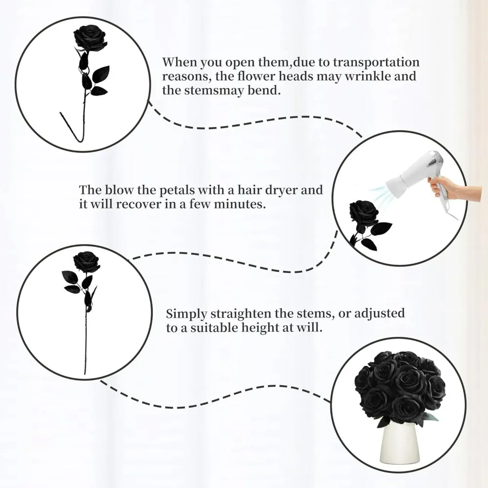 

Eternal Blossom 10pcs Black Rose Artificial Flower,Artificial Rose Silk Flower 50cm Fake Black Flowers Rose Blossom Bridal