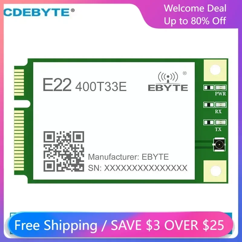 

433MHz 470MHz Lora Wireless Module CDEBYTE E22-400T33E 33dbm 12KM Mini PCI-e UART RS485 RS232 USB LBT RSSI Relay Network