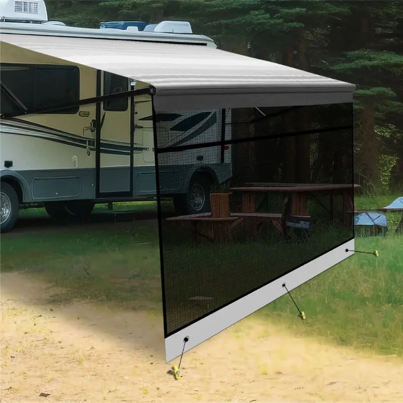 

Тент из ПВХ с сеткой для автофургона, солнцезащитный козырек, караван, дом на колесах, кемпинг, солнцезащитный УФ-блокировщик, экран конфиденциальности кемпера