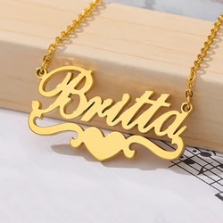 Collares con nombre de corazón personalizados para mujeres y hombres, Collar personalizado de acero inoxidable, colgante femenino, joyería personalizada, regalo de cumpleaños