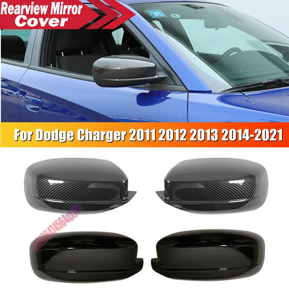 For Dodge Charger 2011-2021 ABS Car Rearview Side Mirror Cover Wing Cap Exterior Door Trim Adhesive Sticker