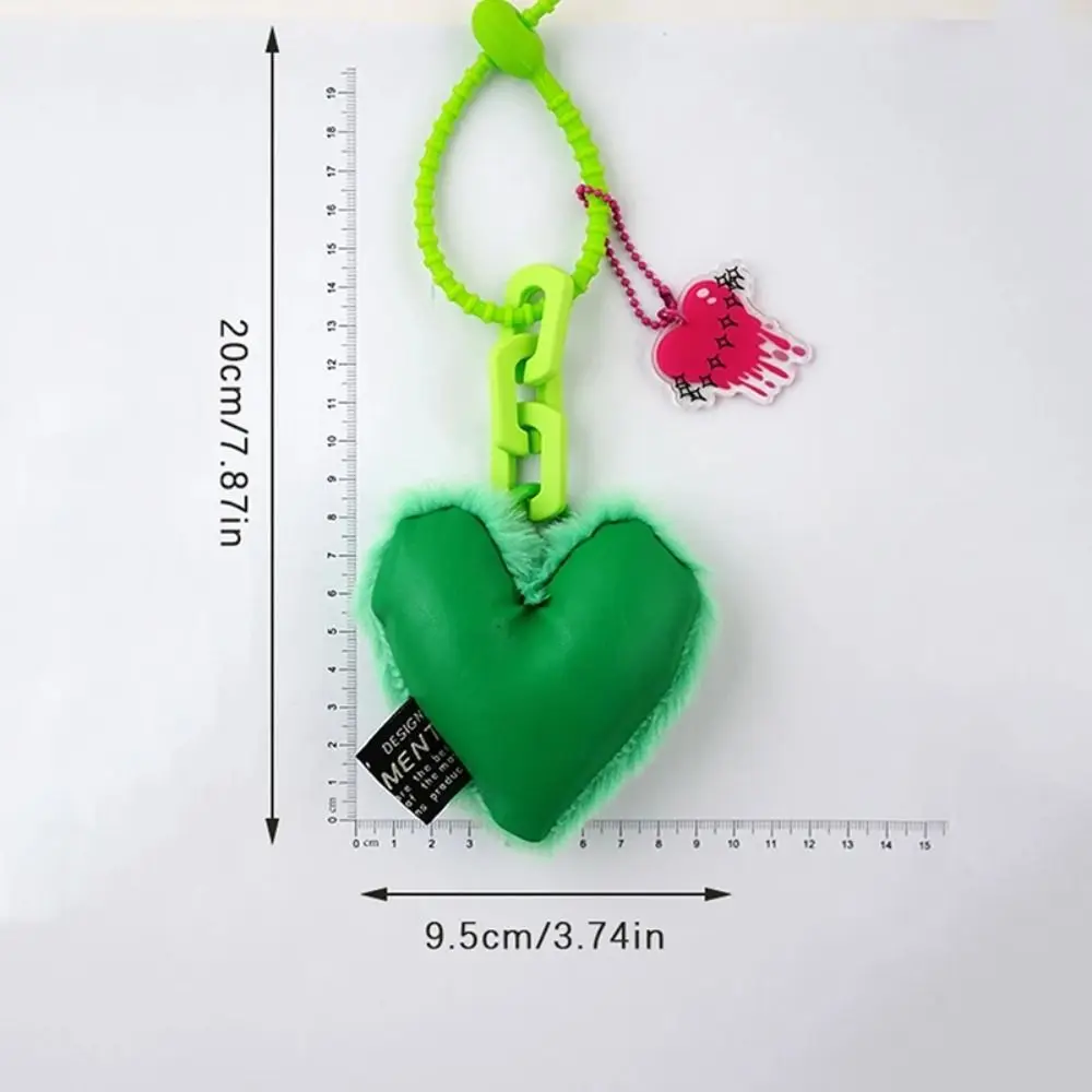 Cute Plush Heart Pendant with Silicone Cord Lightweight Heart Keychain Hanging Ornament Bag Pendant Bag Accessories