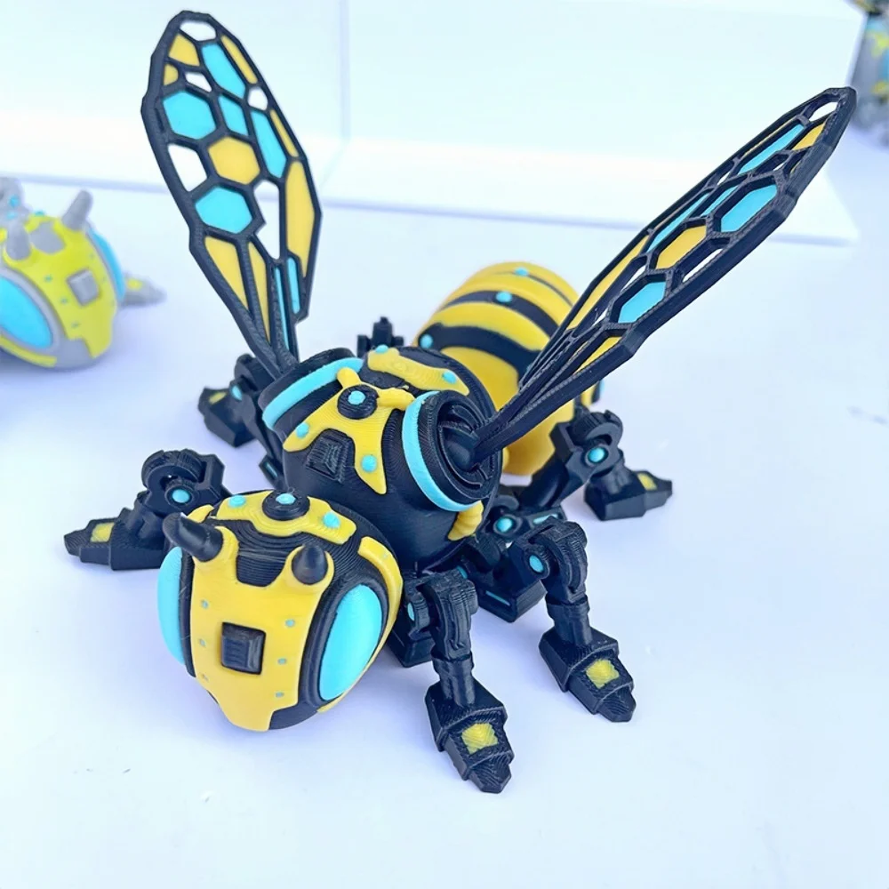 3D Printed Mechanical Bee Toy Joints Can Move Sizes 8/10cm Jointed Full Movable Birthday Gift Realistic Animals Decorative