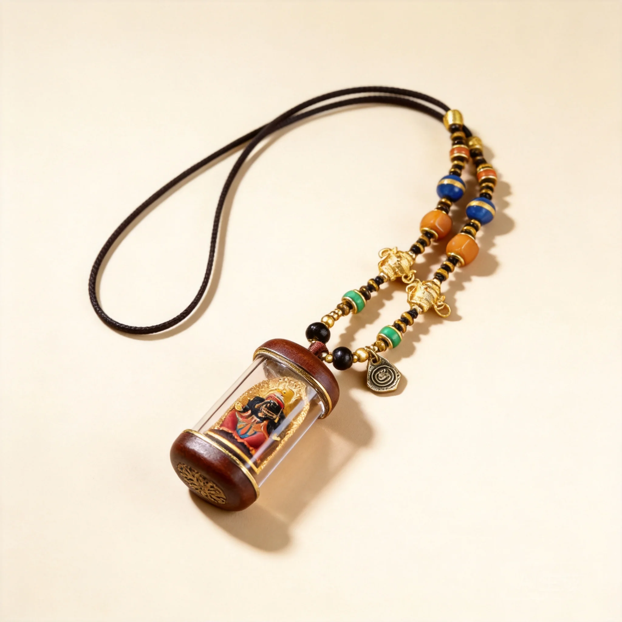 Chinese Traditional Lucky Tsa Tsa Pendant Necklace Handmade Beaded Thangka Amulet For Men Women Blessing Wealth Fortune Jewelry