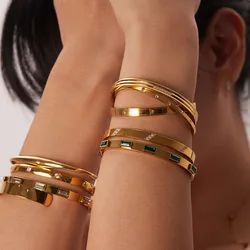 Fashion Punk Cuff Bangles For Women Dainty Zircon Inlaid Bohemia Indian Bracelets & Bangles Women's Female Cute Ladies Jewelry