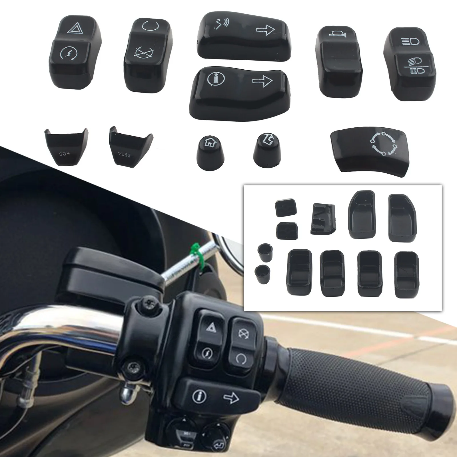 for Harley Touring FLH 2014-2023  Hand Control Switch Housing Button Caps Kits