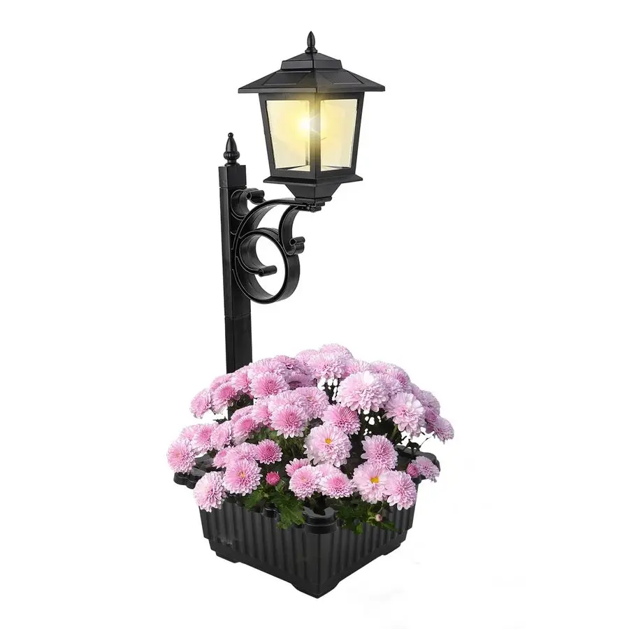 

Solar Lamp Post Light with Planter, 2 in 1 Outdoor Flower Pots, Wall Mount or Freestanding Waterproof Solar Post for Lawn, Patio