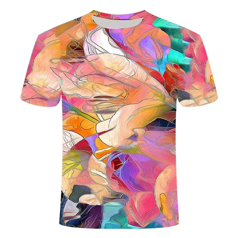 New T-shirts 3D printing colorful bizarre pictures summer top fashion clothing hip hop printing