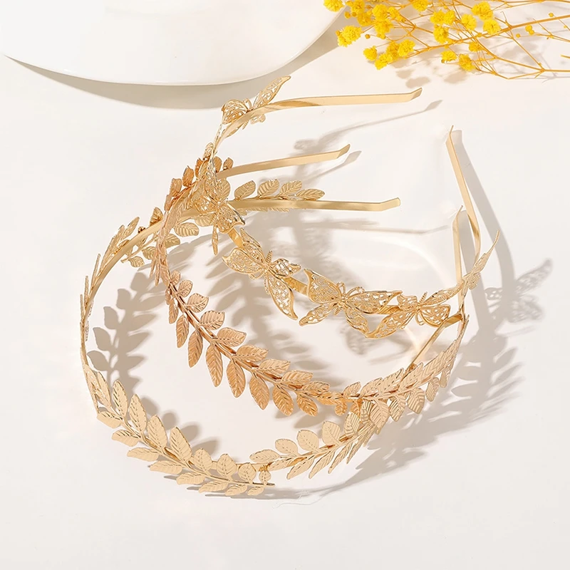 Retro Gold Leaf Hairband Wedding Roman Bride Head Jewelry Crown Luxury Hair HairHoop Headpiece Tiara Accessories Goddess